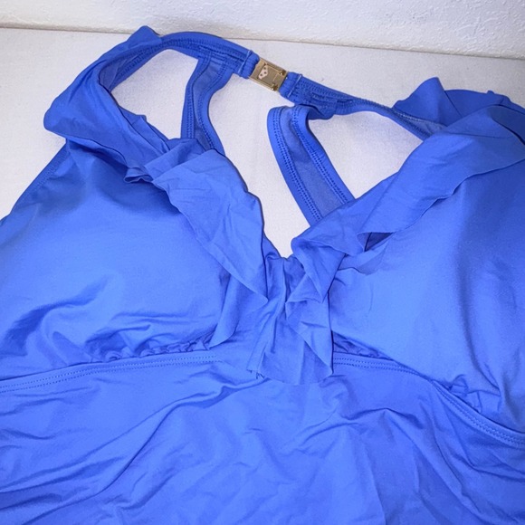 Lauren Ralph Lauren Sky Blue Ruffle Halter Tankini Top Plus Size 20W new - Picture 8 of 10